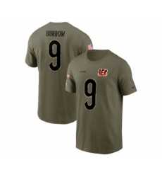 Men's Cincinnati Bengals #9 Joe Burrow 2022 Olive Salute to Service T-Shirt