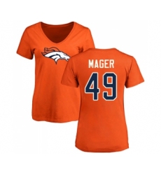 Football Women's Denver Broncos #49 Craig Mager Orange Name & Number Logo T-Shirt