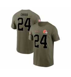 Men's Cleveland Browns #24 Nick Chubb 2022 Olive Salute to Service T-Shirt