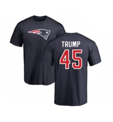 Football New England Patriots #45 Donald Trump Navy Blue Name & Number Logo T-Shirt