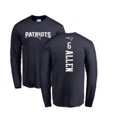 Football New England Patriots #6 Ryan Allen Navy Blue Backer Long Sleeve T-Shirt