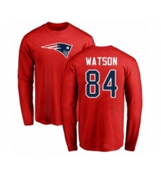 Football New England Patriots #84 Benjamin Watson Red Name & Number Logo Long Sleeve T-Shirt