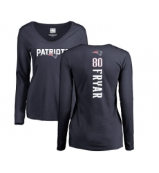 Football Women's New England Patriots #80 Irving Fryar Navy Blue Backer Slim Fit Long Sleeve T-Shirt