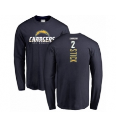 Football Los Angeles Chargers #2 Easton Stick Navy Blue Backer Long Sleeve T-Shirt