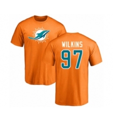 Football Miami Dolphins #97 Christian Wilkins Orange Name & Number Logo T-Shirt