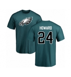 Philadelphia Eagles #24 Jordan Howard Green Name & Number Logo T-Shirt
