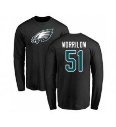 Philadelphia Eagles #51 Paul Worrilow Black Name & Number Logo Long Sleeve T-Shirt