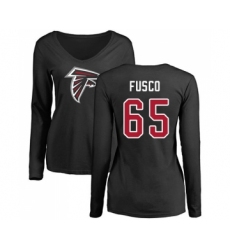 Football Women's Atlanta Falcons #65 Brandon Fusco Black Name & Number Logo Long Sleeve T-Shirt