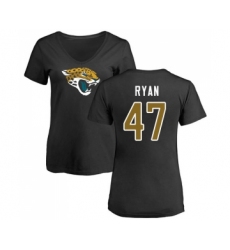 Football Women's Jacksonville Jaguars #47 Jake Ryan Black Name & Number Logo Slim Fit T-Shirt