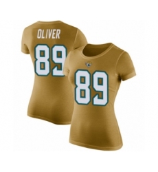 Football Women's Jacksonville Jaguars #89 Josh Oliver Gold Rush Pride Name & Number T-Shirt