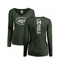 Football Women's New York Jets #34 Brian Poole Green Backer Long Sleeve T-Shirt