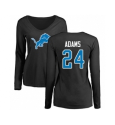 Football Women's Detroit Lions #24 Andrew Adams Black Name & Number Logo Long Sleeve T-Shirt