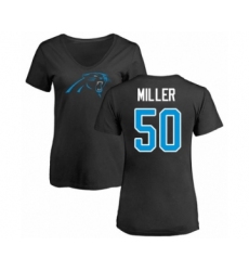 Football Women's Carolina Panthers #50 Christian Miller Black Name & Number Logo Slim Fit T-Shirt