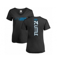 Football Women's Carolina Panthers #74 Greg Little Black Backer T-Shirt