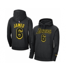 Men's Los Angeles Lakers #6 LeBron James 2021 Black Pullover Basketball Hoodie