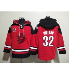 Men's Portland Trail Blazers #32 Bill Walton Red Lace-Up Pullover Hoodie