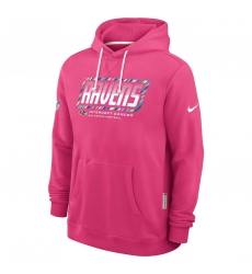 Men's Baltimore Ravens Pink 2026 Crucial Catch Sideline Standard Issue Dri-FIT Pullover Hoodie