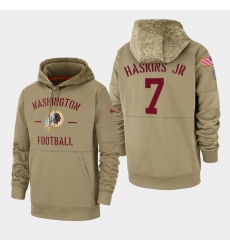 Men's Washington Redskins #7 Dwayne Haskins Jr. 2019 Salute to Service Sideline Therma Pullover Hoodie - Tan