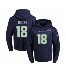 Football Men's Seattle Seahawks #18 Jaron Brown Navy Blue Name & Number Pullover Hoodie