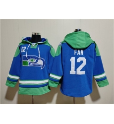 Men's Seattle Seahawks #12 Fan Royal Ageless Must-Have Lace-Up Pullover Hoodie