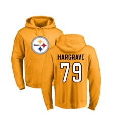Football Pittsburgh Steelers #79 Javon Hargrave Gold Name & Number Logo Pullover Hoodie
