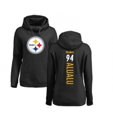 Football Women's Pittsburgh Steelers #94 Tyson Alualu Black Backer Pullover Hoodie