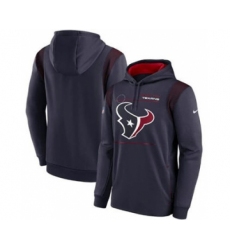 Men's Houston Texans 2021 Navy Sideline Logo Performance Pullover Hoodie