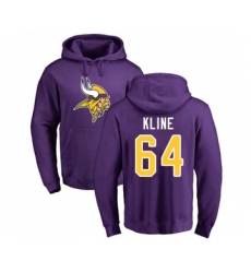 Football Minnesota Vikings #64 Josh Kline Purple Name & Number Logo Pullover Hoodie