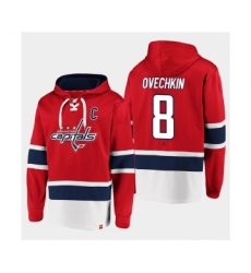 Men's Washington Capitals #8 Alex Ovechkin Red All Stitched Sweatshirt Hoodie