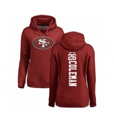 Football Women's San Francisco 49ers #26 Tevin Coleman Red Backer Pullover Hoodie