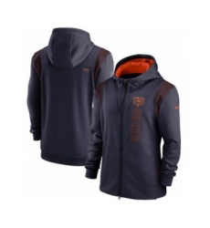 Men's Chicago Bears 2021 Navy Sideline Team Performance Full-Zip Hoodie