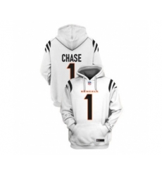 Men's Cincinnati Bengals #1 Ja'Marr Chase White 2021 Pullover Football Hoodie