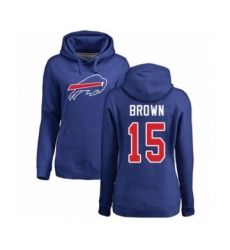 Football Women's Buffalo Bills #15 John Brown Royal Blue Name & Number Logo Pullover Hoodie