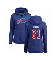 Football Women's Buffalo Bills #61 Spencer Long Royal Blue Name & Number Logo Pullover Hoodie