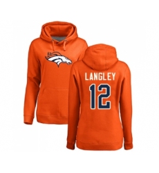 Football Women's Denver Broncos #12 Brendan Langley Orange Name & Number Logo Pullover Hoodie