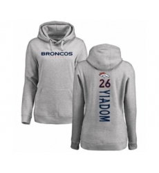 Football Women's Denver Broncos #26 Isaac Yiadom Ash Backer Pullover Hoodie