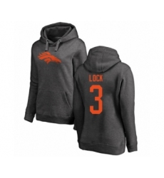 Football Women's Denver Broncos #3 Drew Lock Ash One Color Pullover Hoodie
