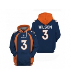 Men's Denver Broncos #3 Russell Wilson Navy Pullover Hoodie
