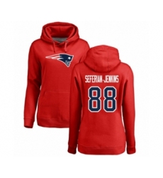 Football Women's New England Patriots #88 Austin Seferian-Jenkins Red Name & Number Logo Pullover Hoodie