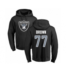 Football Oakland Raiders #77 Trent Brown Black Name & Number Logo Pullover Hoodie