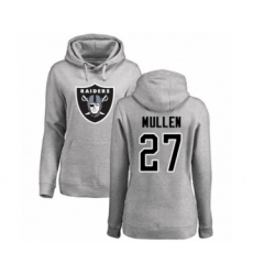 Football Women's Oakland Raiders #27 Trayvon Mullen Ash Name & Number Logo Pullover Hoodie