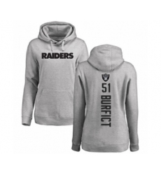 Football Women's Oakland Raiders #51 Vontaze Burfict Ash Backer Pullover Hoodie
