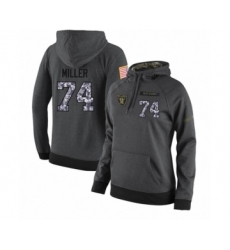 Football Women's Oakland Raiders #74 Kolton Miller Stitched Black Anthracite Salute to Service Player Performance Hoodie