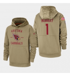 Men's Arizona Cardinals #1 Kyler Murray 2019 Salute to Service Sideline Therma Pullover Hoodie - Tan
