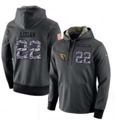 NFL Men Nike Arizona Cardinals #22 T. J. Logan Stitched Black Anthracite Salute to Service Player Performance Hoodie