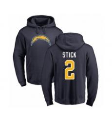 Football Los Angeles Chargers #2 Easton Stick Navy Blue Name & Number Logo Pullover Hoodie