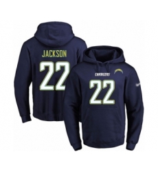Football Men's Los Angeles Chargers #22 Justin Jackson Navy Blue Name & Number Pullover Hoodie