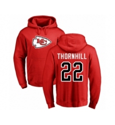 Football Kansas City Chiefs #22 Juan Thornhill Red Name & Number Logo Pullover Hoodie