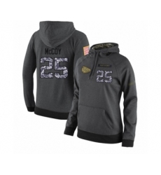 Football Women's Kansas City Chiefs #25 LeSean McCoy Stitched Black Anthracite Salute to Service Player Performance Hoodie