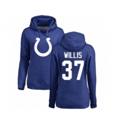 Football Women's Indianapolis Colts #37 Khari Willis Royal Blue Name & Number Logo Pullover Hoodie